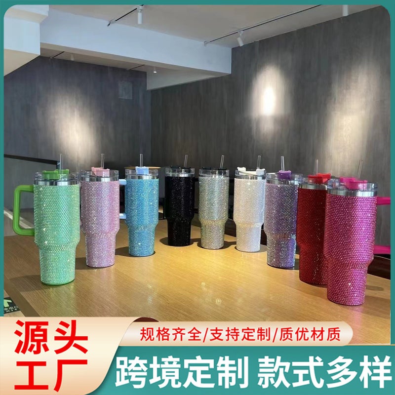 New Diamond 40Oz Stick Drill Handle Car Cup Handle Large Capacity Ice Cup Vacuum Suction Cup - Image 2